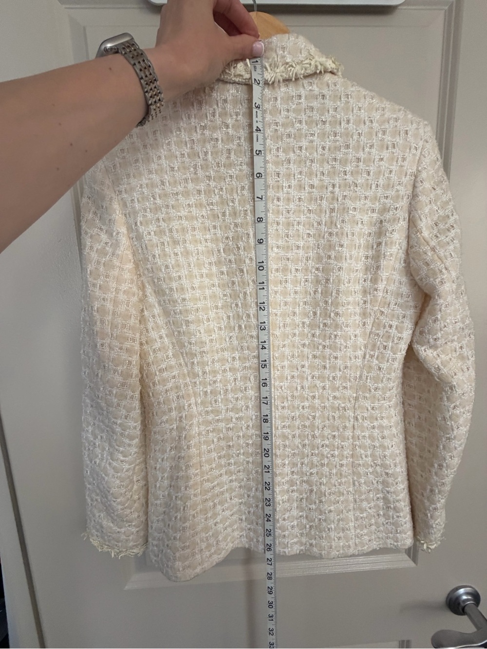 Escada Cream Tweed Fringe-Trim Blazer - Picture 3 of 7